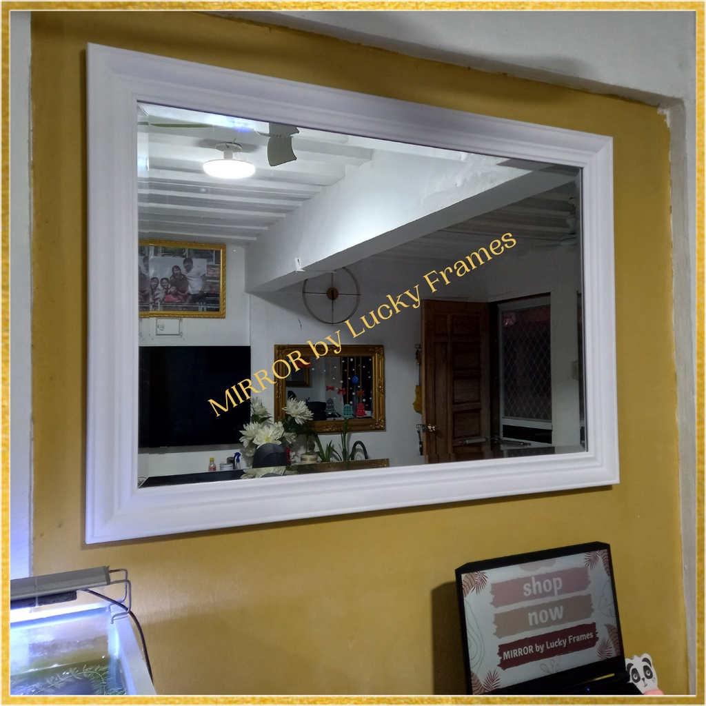 40 inches by 29 inches Wall Mirror With Wood Frame (Salamin) | Shopee Philippines