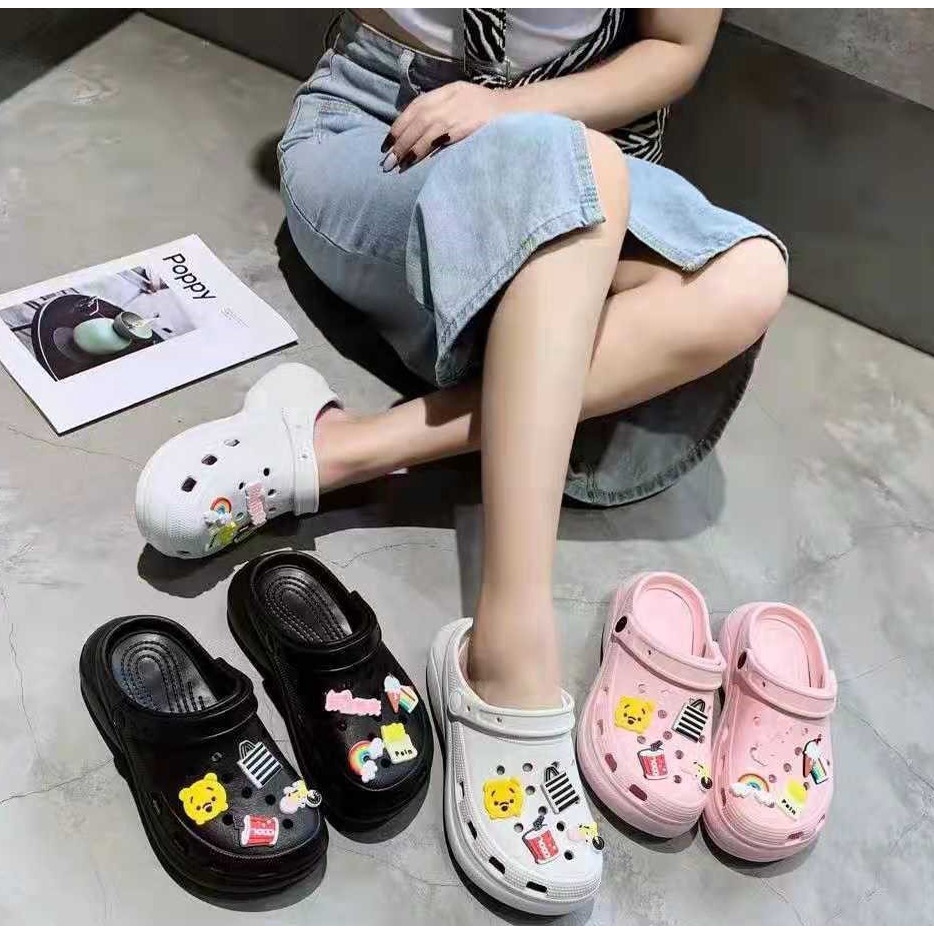 Ripped shoes women's thick-soled all-match increased cute Baotou ...
