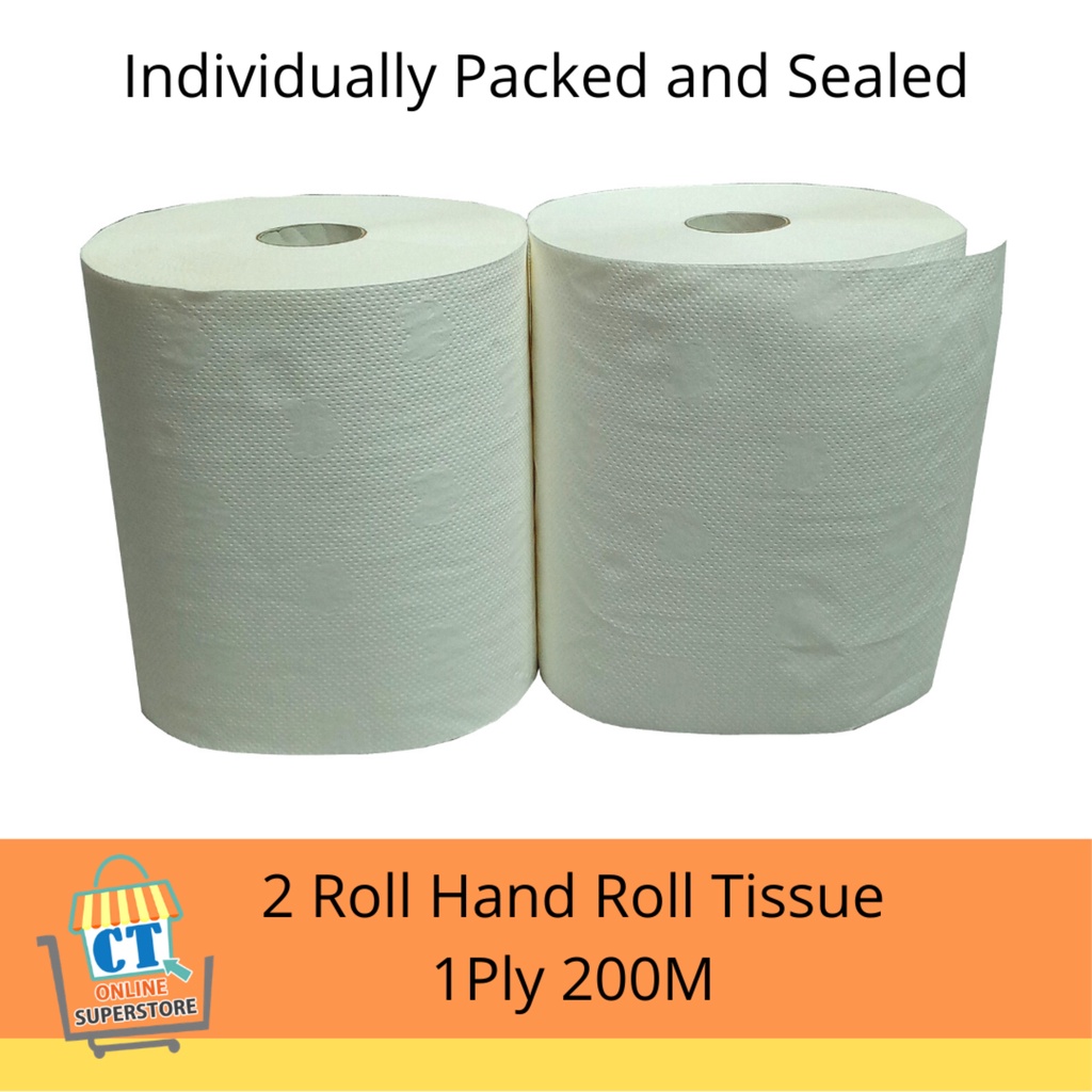 Hand Roll Tissue 1Ply 200M (Pack Of 2 Roll) | Shopee Philippines