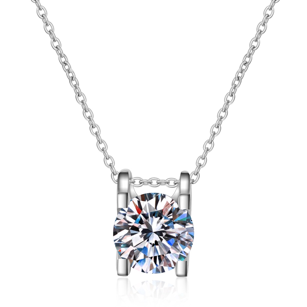 Moissanite Stone Necklace with Box Elegant Classic Super Flash Necklace ...