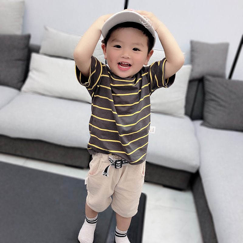 baby boy clothes terno for kids boy summer cool striped simple T shirt two piece children s fashion set Shopee Philippines