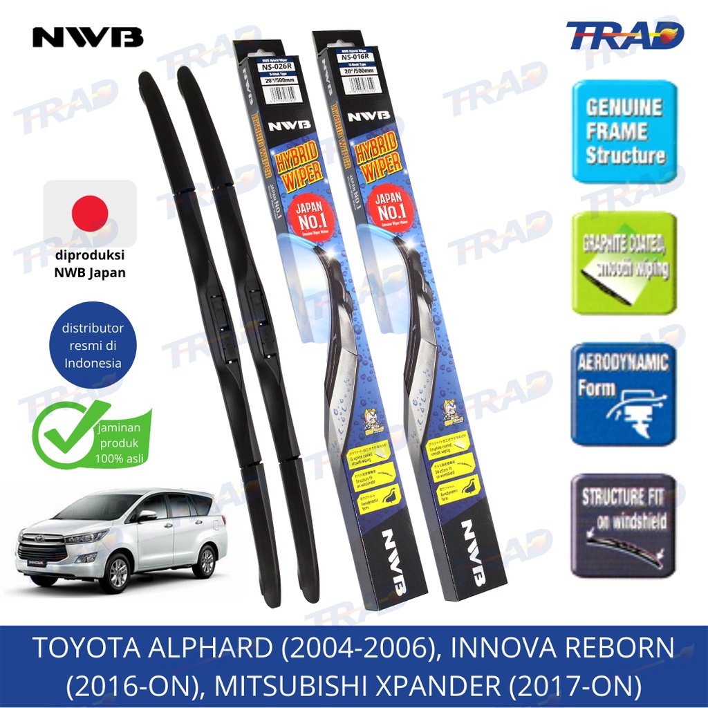 Hybrid Front Wiper Blade Nwb Toyota Alphard Innova Reborn Mitsubishi