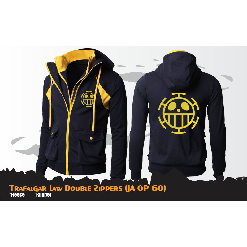 Anime Jacket One Piece Double Zipper Trafalgar Law Shopee