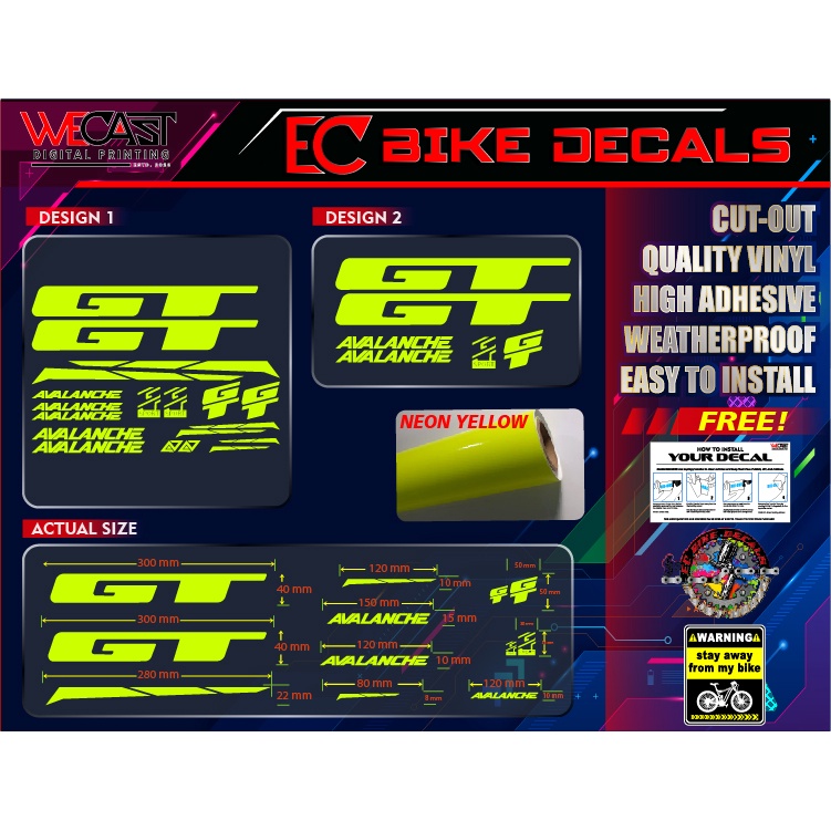 WECAST GT Bike Frame Decals Sticker and Stickers for Bike Frame