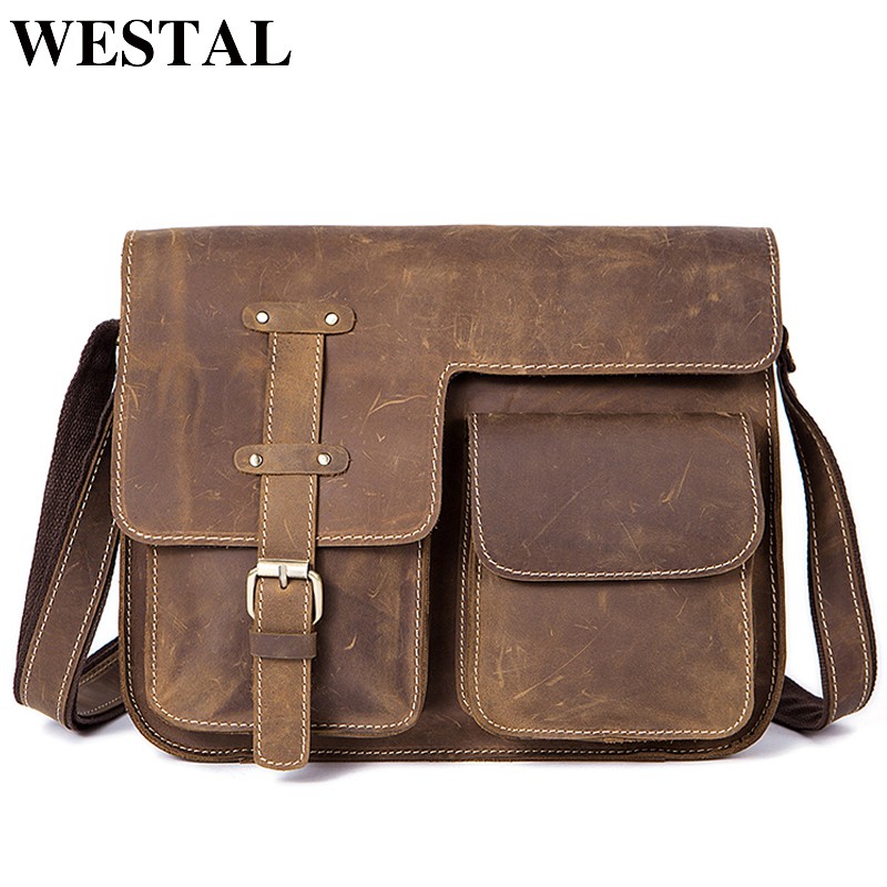 WESTAL Genuine Leather Bag- Crossbody Bag for Men