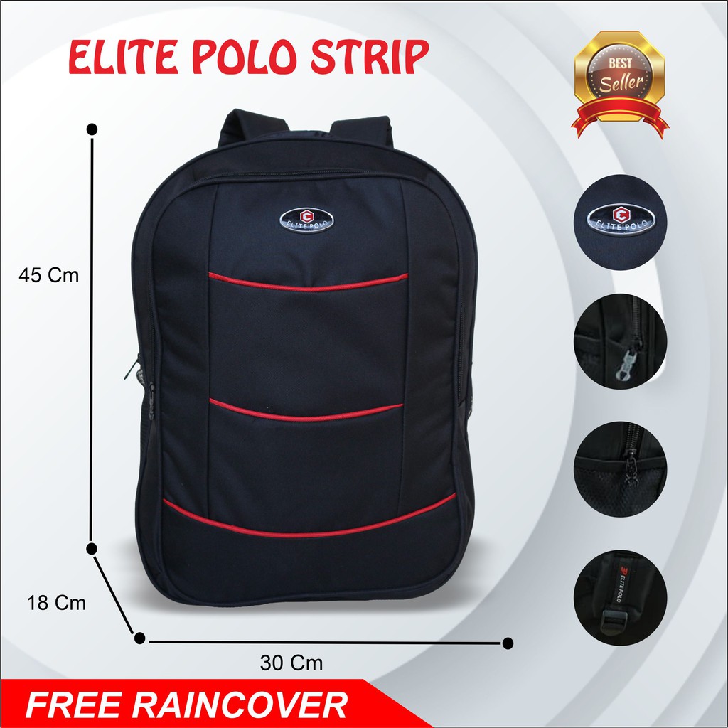 MERAH Elite Polo Red Strip Backpack, Elegant Quality School Work ...