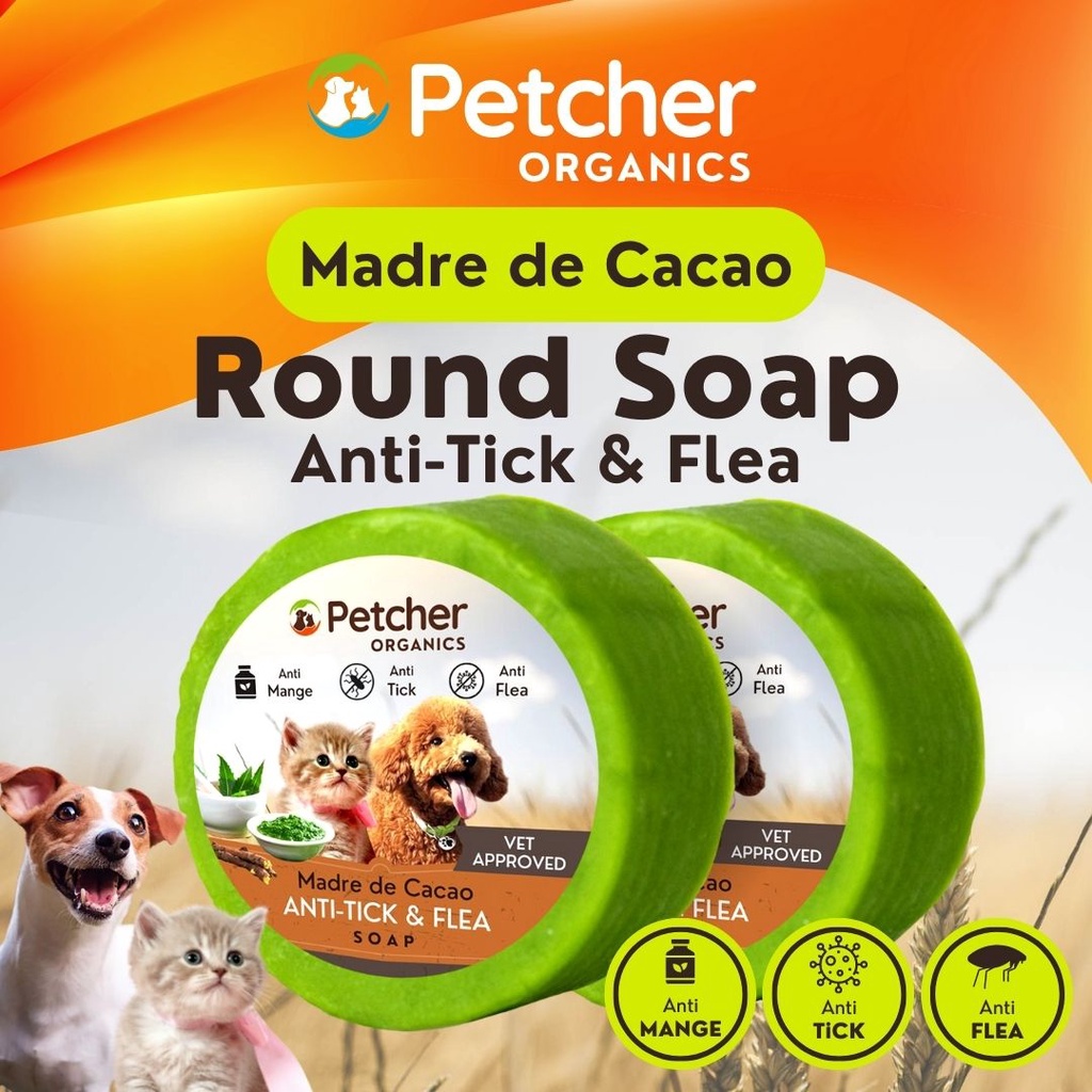 Petcher Organics Madre De Cacao Round Soap 50g for Ticks, Fleas, and ...