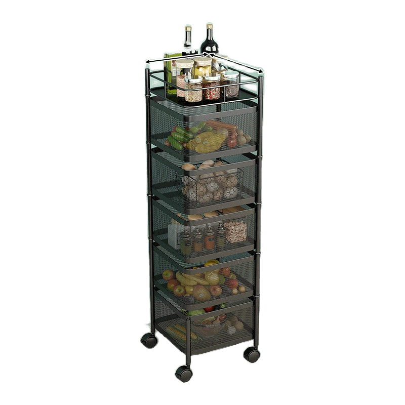 Trolley Steel Kitchen Rotating Rack Vegetable Spice Shelf Storage