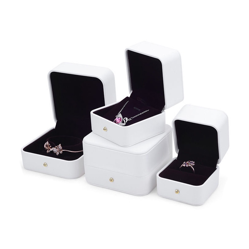 Highgrade Pu Leather Pearl Jewelry Box Ring Pendant Ear Stud Storage