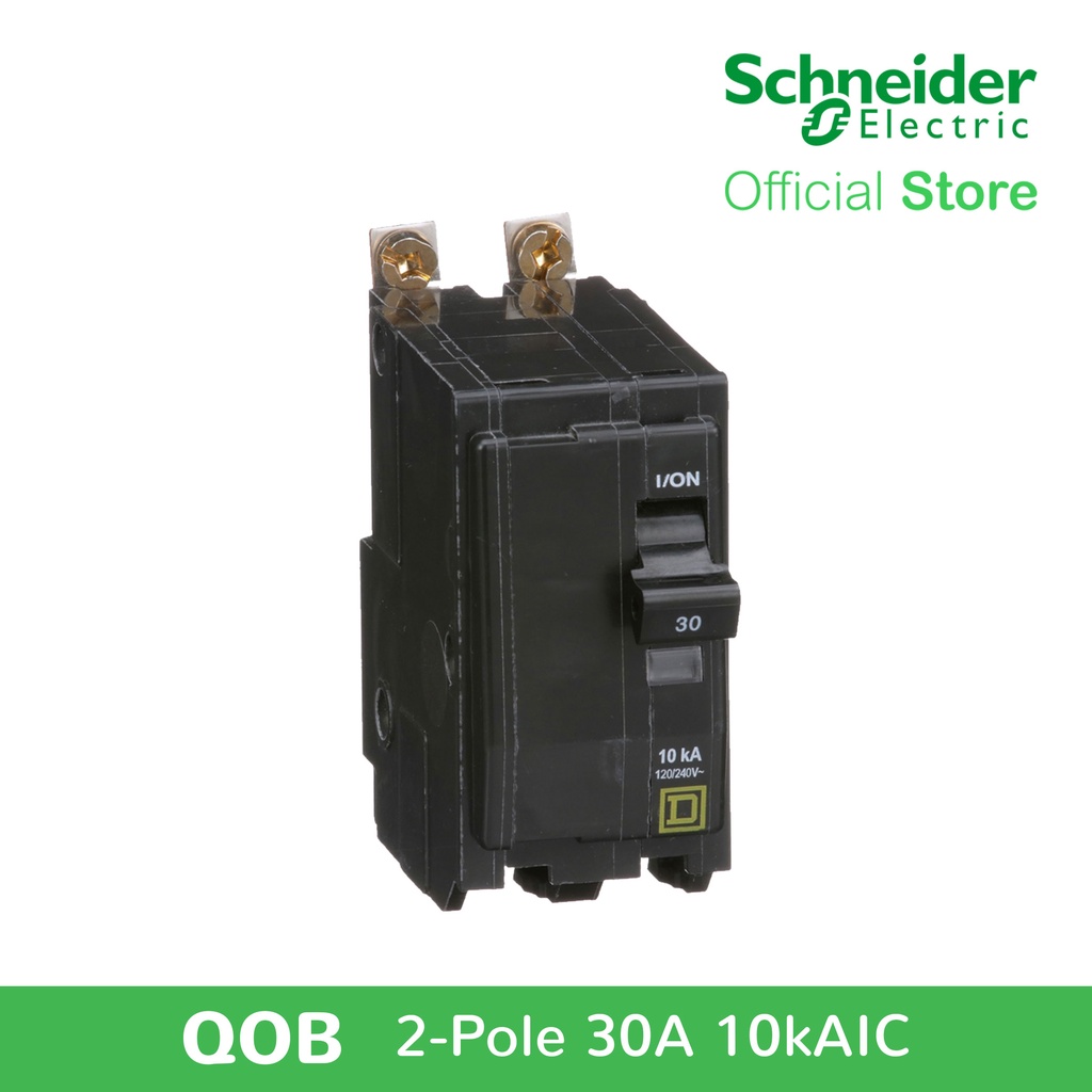 Schneider QOB UL 2-Pole 30A Bolt-On Miniature Circuit Breaker 120/240V ...