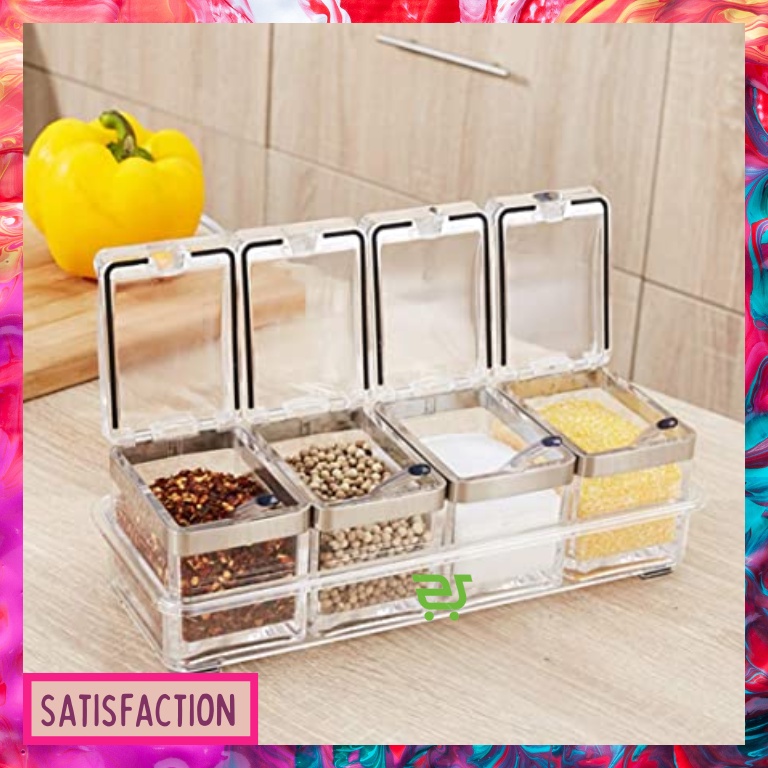 STSF Clear Spice Rack Acrylic Condiments Organizer Seasoning Box Pepper ...