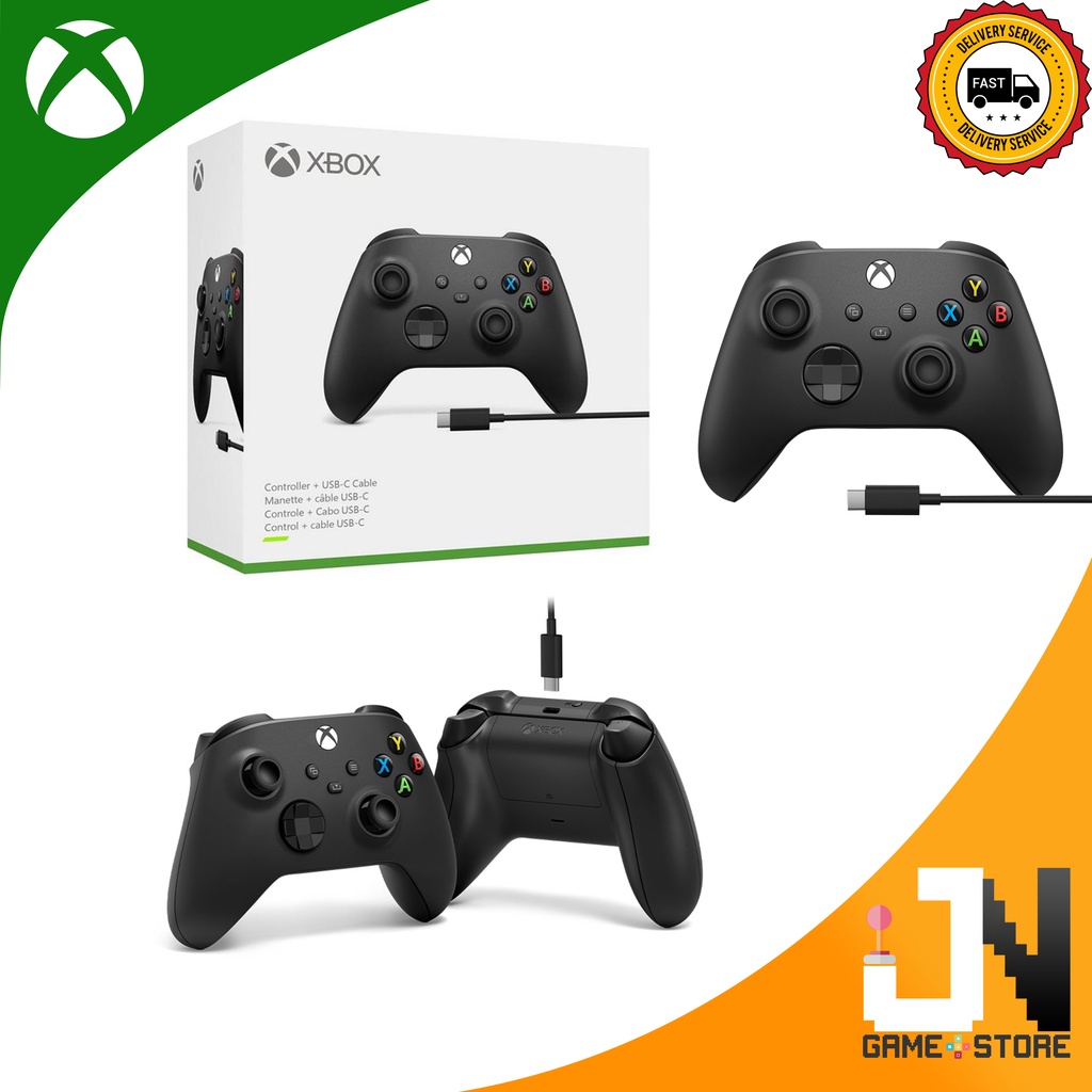 Xbox Wireless Controller Black + USB Cable For PC / Xbox One / Series X