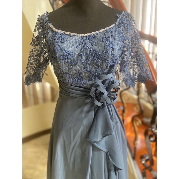 Dusty Blue Mother of the Bride Gown Principal Secondary Sponsor Dress Ninang Gown Shopee Philippines