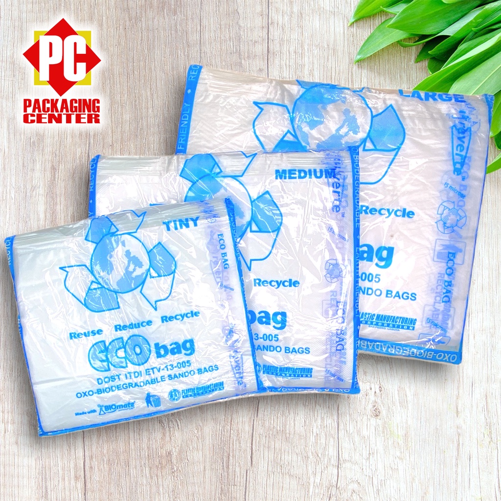 Biodegradable Sando Bag Clear, Eco Blue, Plastic Bag Clear [100pcs