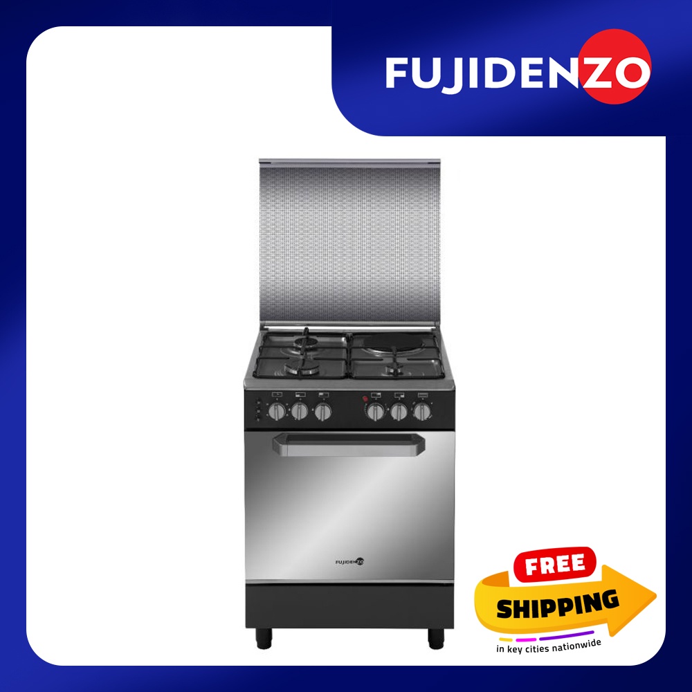 Fujidenzo 60 cm, 3 Gas Burner + 1 Eletric Hot Plate Cooking Range with