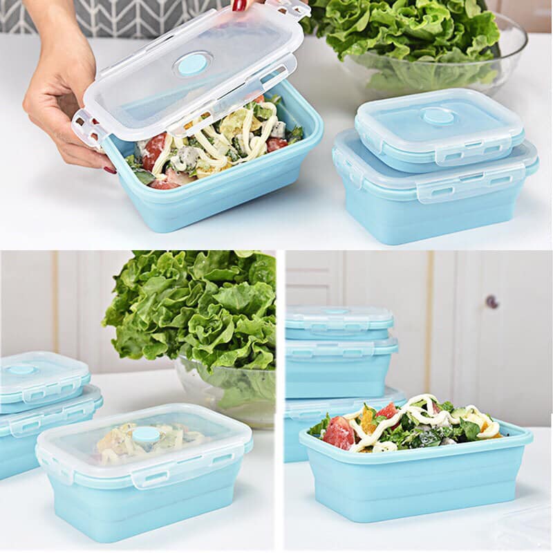 Alpha Silicone Folding Lunch Box Collapsible Containers Food Storage ...