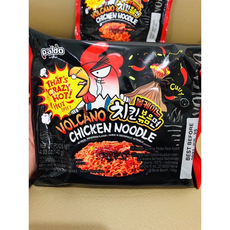 Paldo Volcano Chicken Noodle 130gr Korean Spicy Fried Noodles Mfct