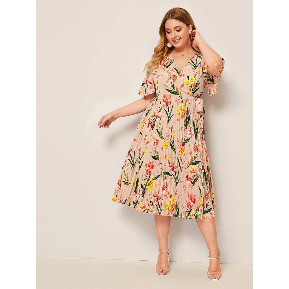 S174 Melody Fashion Floral Plus Size Wrap Dress | Shopee Philippines