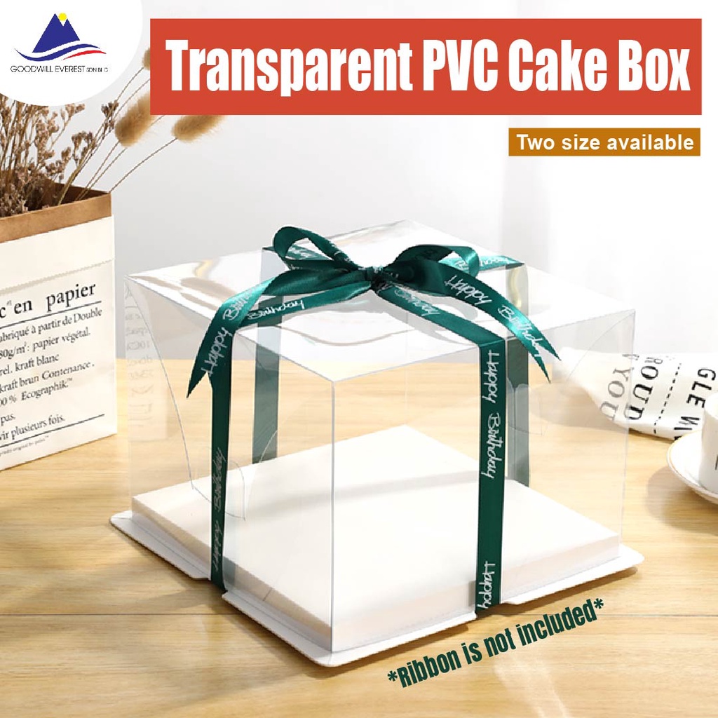 Transparent PVC Cake Box, Clear Box for Bakery, Box, Kotak Kek with ...