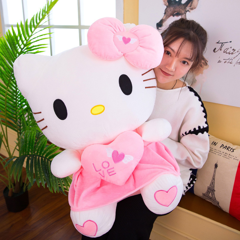 Hot READY STOCK Big Hello Kitty Stuffed Toy with Heart Love Plushie Plush Toys 3 Styles for Birthday Gift