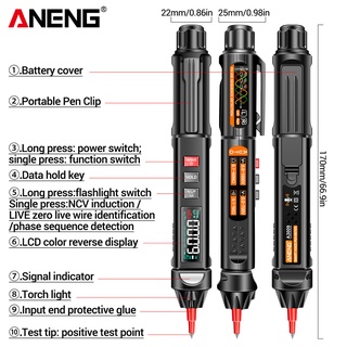 Aneng A3009 Pen Type Multimeter Intelligent Voice Broadcast Tester ...