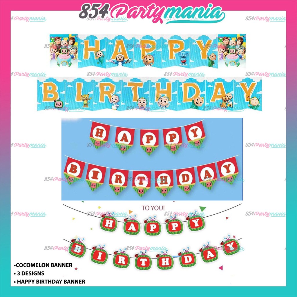 JJ Coco melon birthday banner happy birthday cocomelon banner flag ...