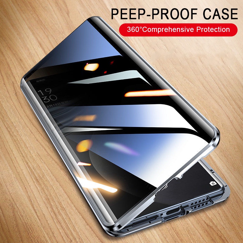 360 Anti Peeping Privacy Double Sided Tempered Glass Case For Huawei ...