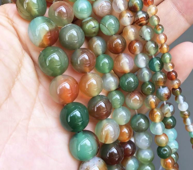 Natural Stone Beads Smooth Peacock Agates Round Loose Beads For Jewelry ...