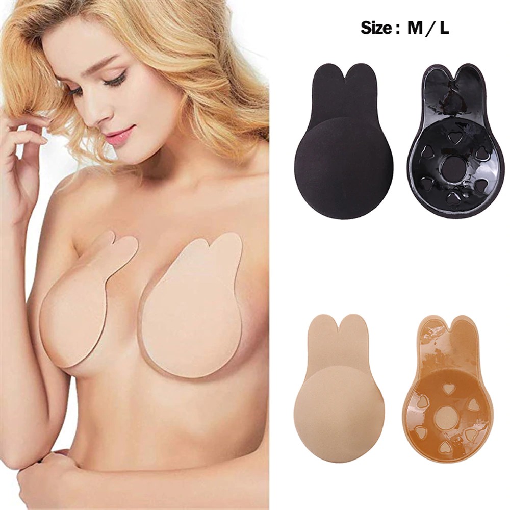 1 Pair Women Invisible Natural Tape Breast Sticker Bra Push Up Pad bikini