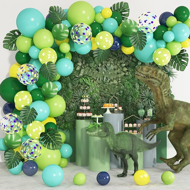 89pcs Dinosaur Theme Forest Series Green Balloon Chain Set Dinosaur Zoo ...