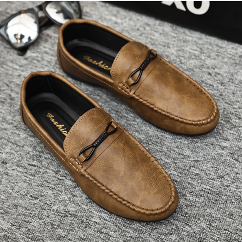 Leather shoes men's summer breathable men's shoes casual shoes work ...