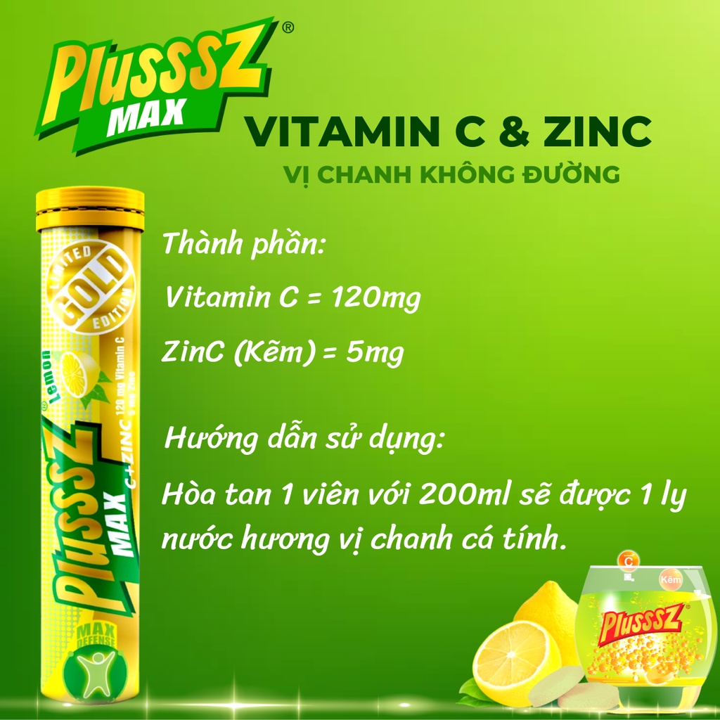 {COMBO 3 TUBES} Plusssz Max Vitamin C + Zin C effervescent tablets ...