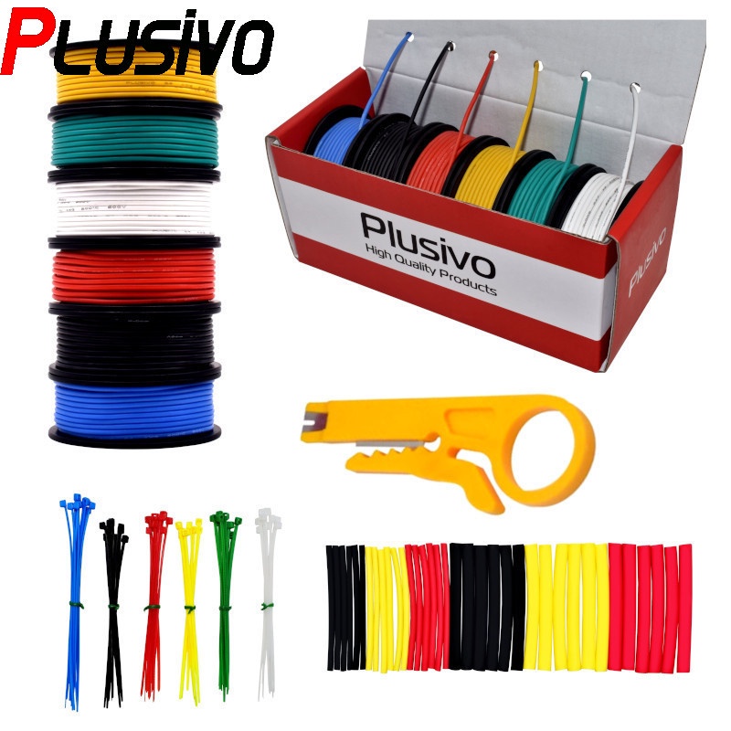 Plusivo Pvc Insulated Wire Kit (24awg, 6 Colors, 11m Each) 