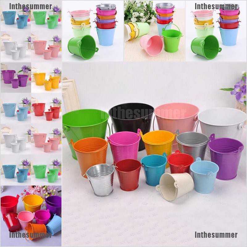 Inthesummer Mini Metal Colorful Bucket Candy Keg Pails Wedding Party