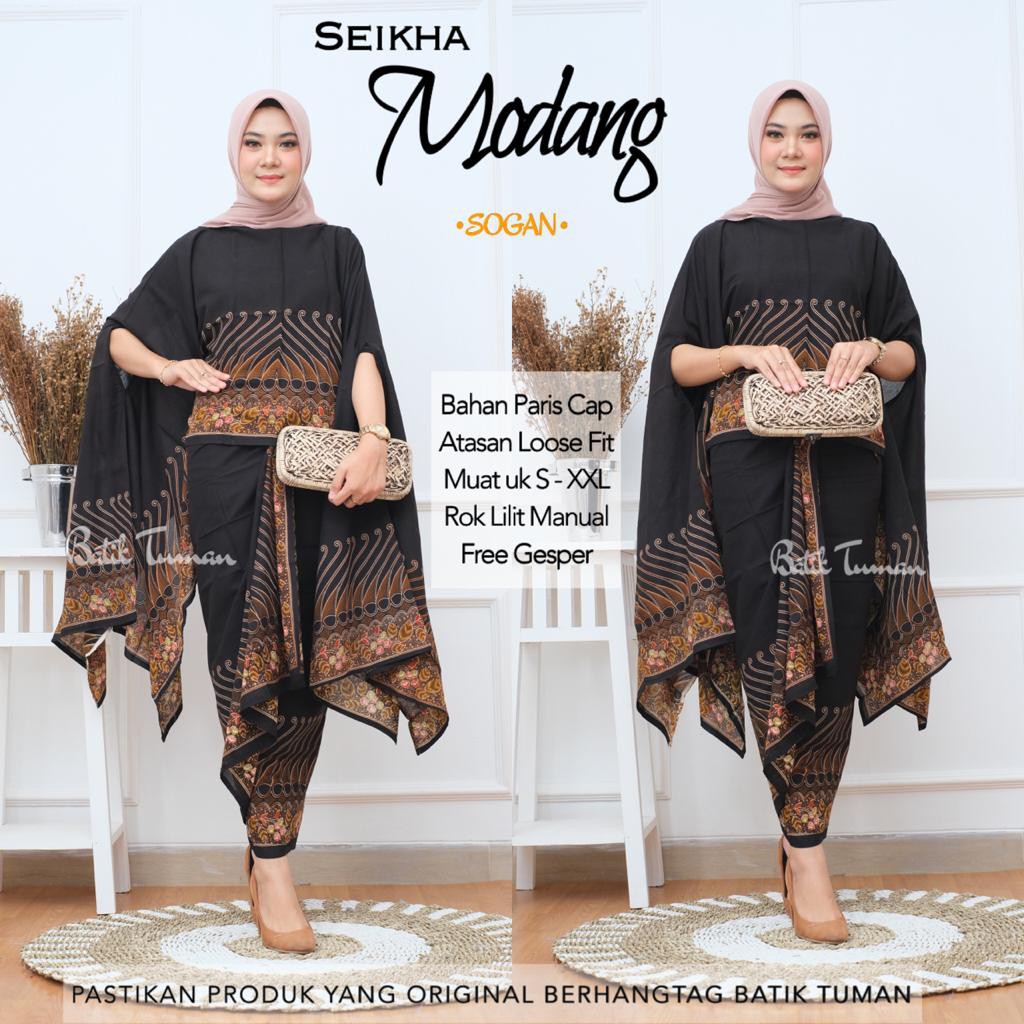SEIKHA MODANG SOGAN Kebaya Suit Manual Wrap Skirt Material Paris Cap ...