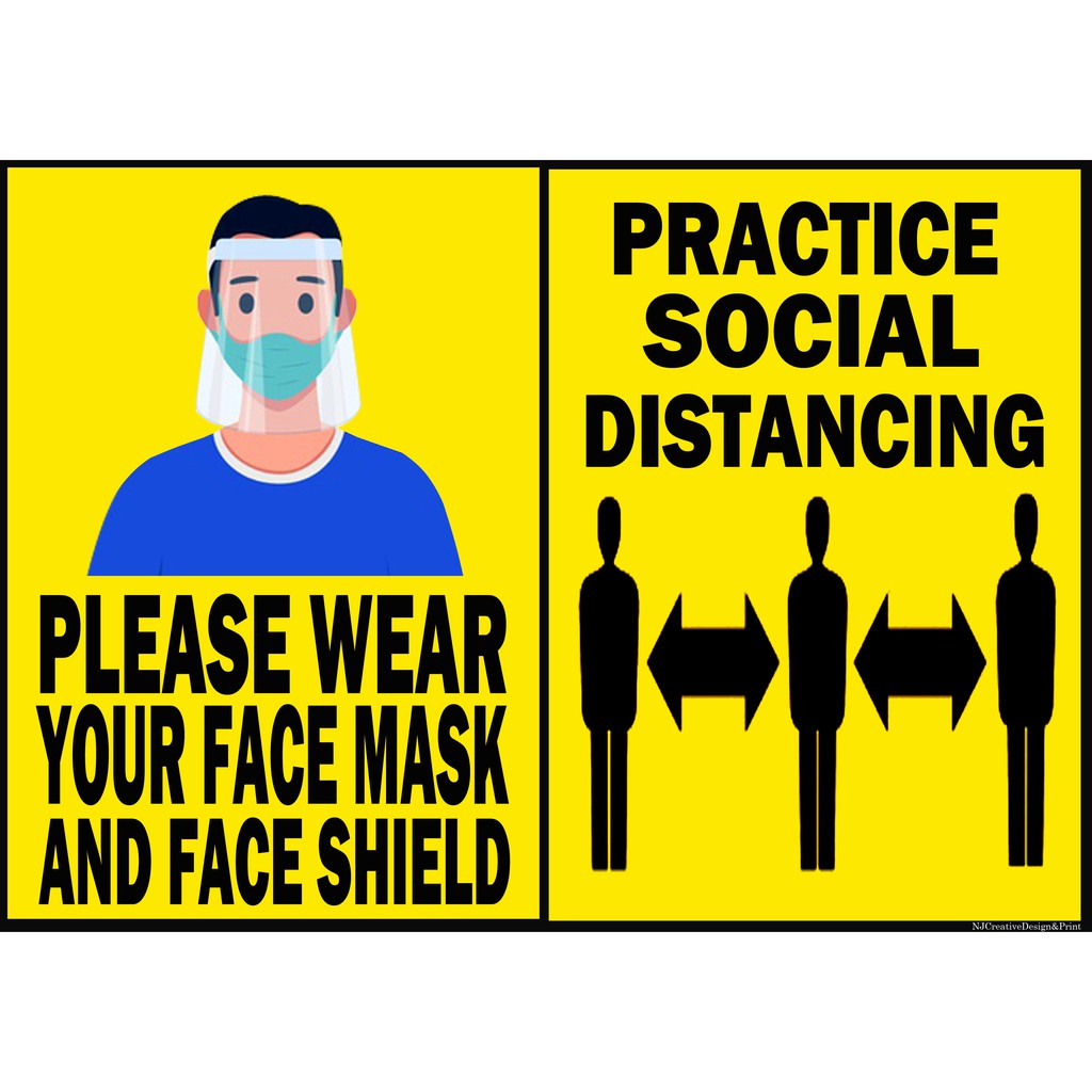 Wear Your Faceshield and Facemask SignageA4 Laminated Shopee Philippines
