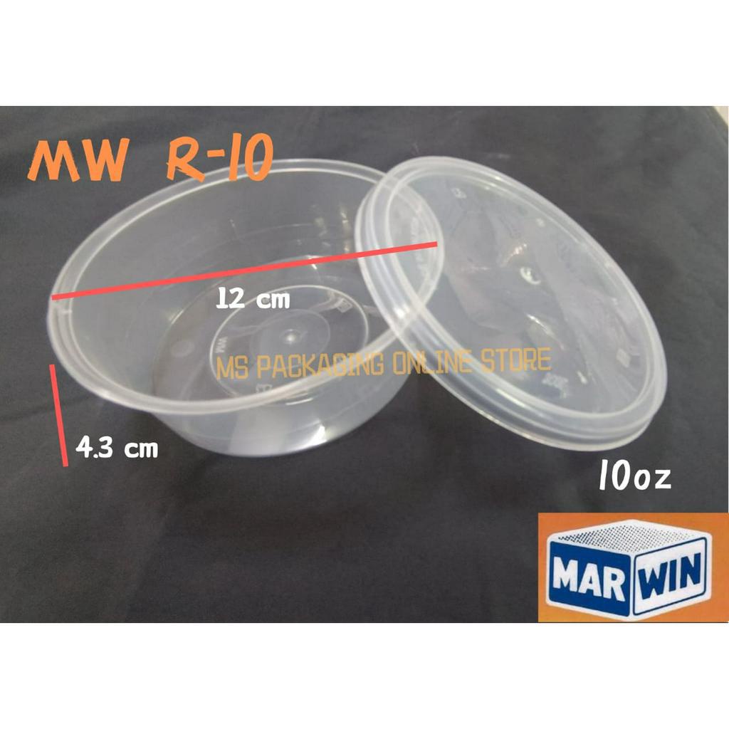 MW R-10 Microwavable Round Container with Lid (50set )/(10oz ...