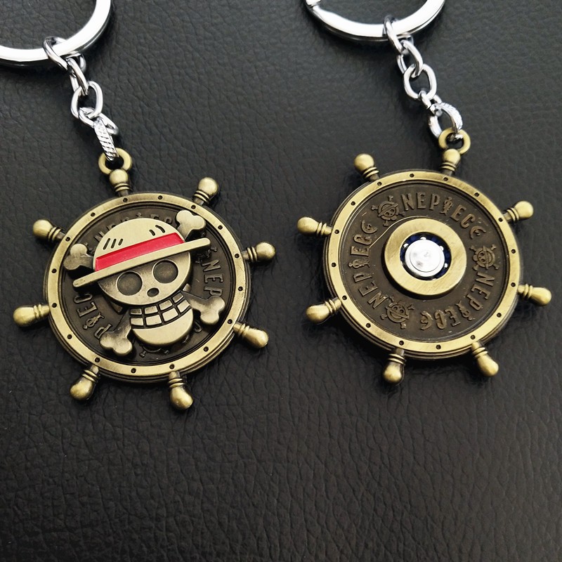 Anime One Piece Keychain Mokey D Luffy Logo Key Chian Rotatable Alloy ...