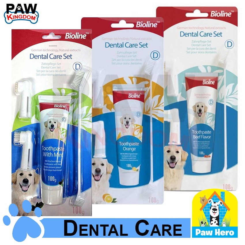 Bioline Dental Care Set Toothbrush and Toothpaste 100g Complete Pet Dental Care by PAW HERO