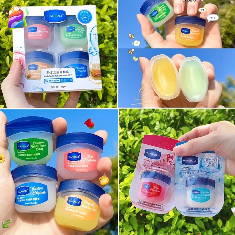 4 Pcs/Set HANBOLI 7g*4 lip balm Lip mask box hydrating moisturizing ...