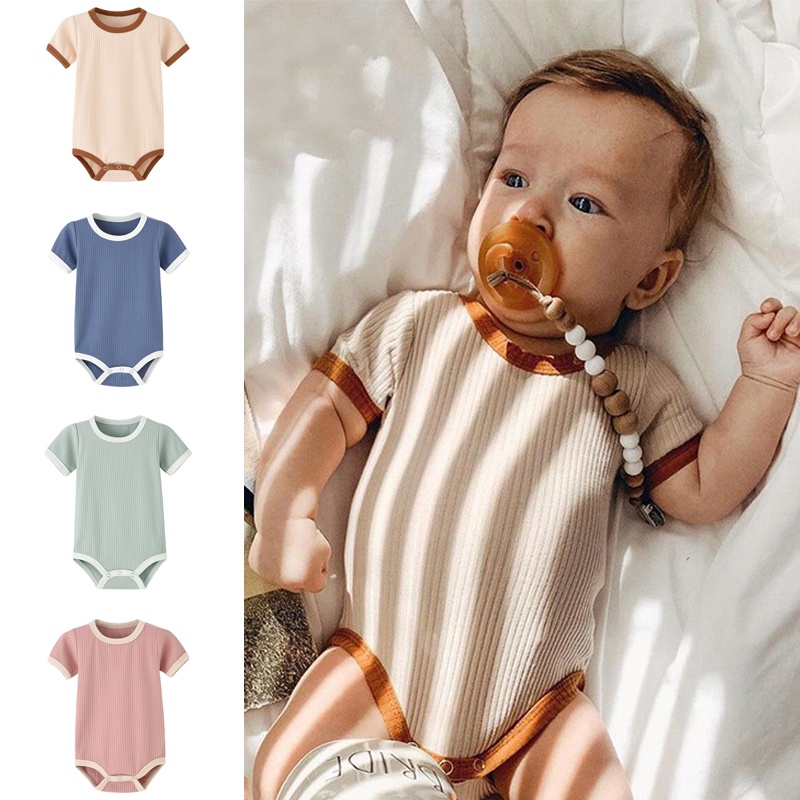 Infant Romper Dress Baby Boy 0-12M Ribbed Cotton Clothes Newborn