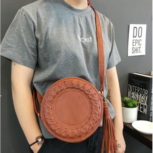 Korean bohemian retro tassel circle sling bag sales