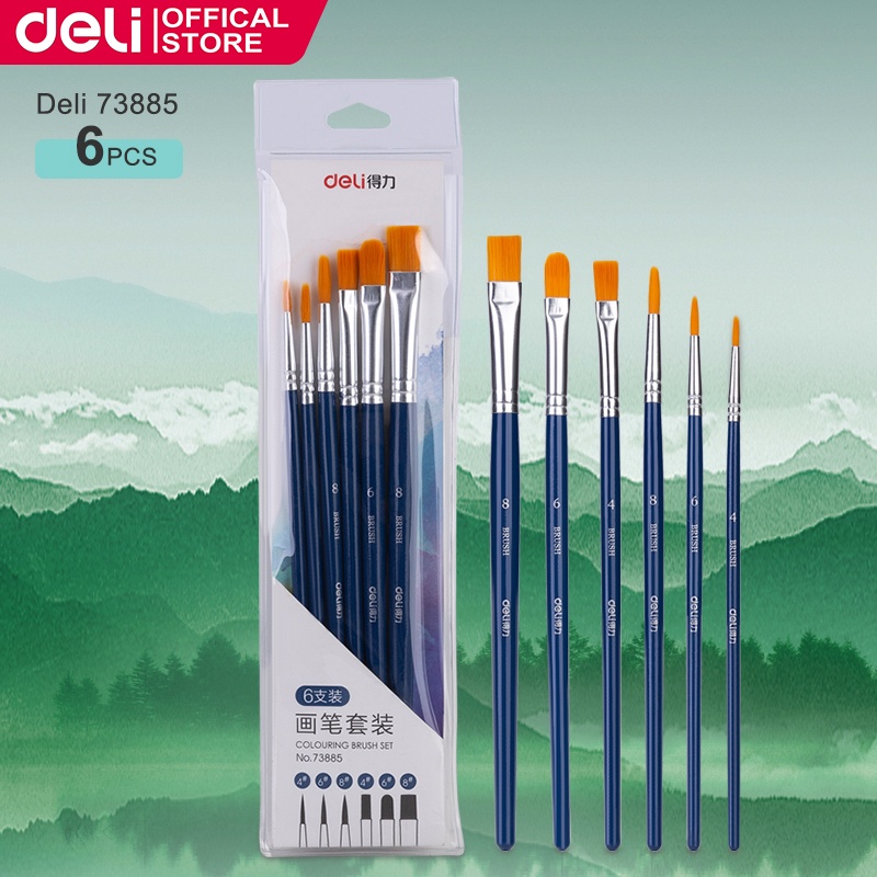 Deli 6PCS Paint Brush Set Drawing Acrylic Painting Brushes Art Supplies ...