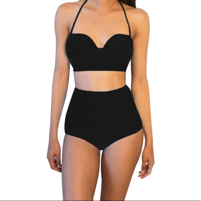 Black high waist store 2 piece swimsuit