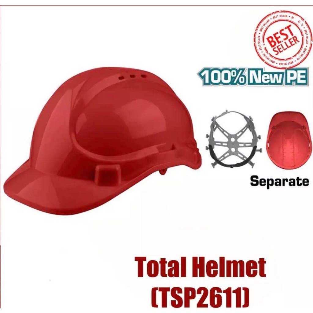 TOTAL Safety Construction Worker Helmet Industrial safety helmet RED