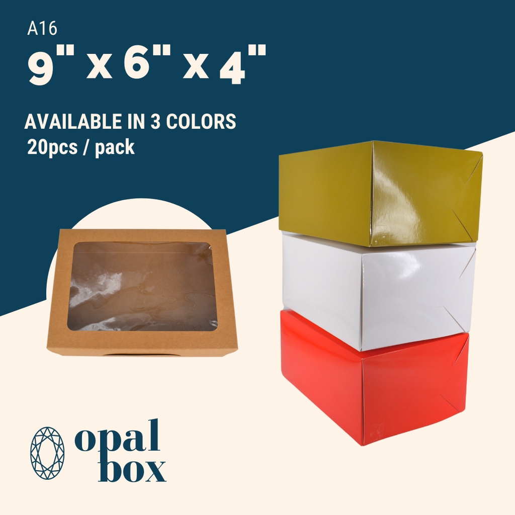 Opalbox 9x6x4 Pastry Box Brownie Box Laminated Shopee Philippines
