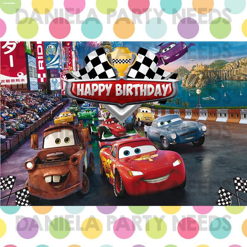 curtain New Cars Lightning mcqueen theme Birthday banner tarpaulin