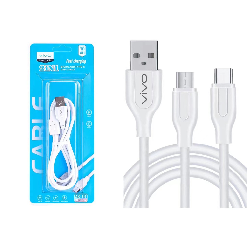 Mobile Phone 2in1 Type-C Android Micro Data Cable 3A Fast Charging ...