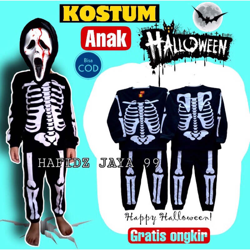 Children's SKULL costume set bone-patterned sleepwear/ SKULL SKELETON ...