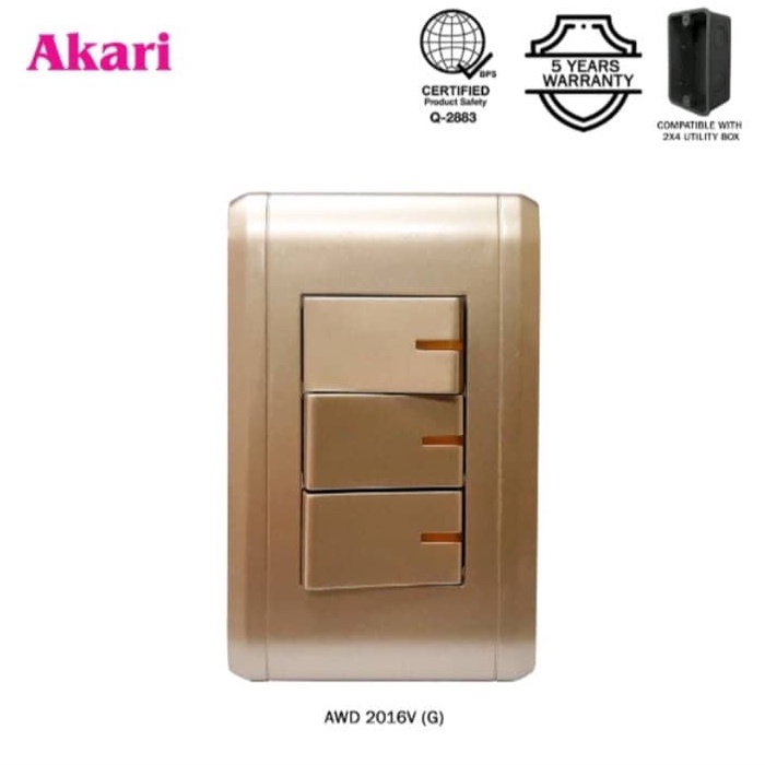 Akari 3 Gang 1 Way Switch 16A 250V, V Series | Shopee Philippines